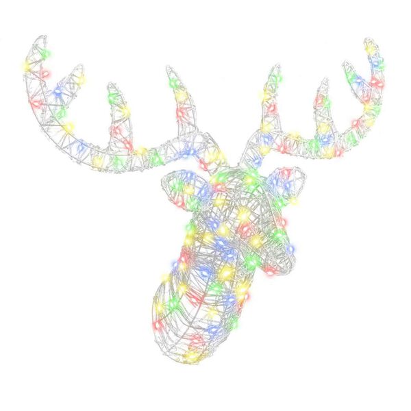 vidaXL Rentierkopf mit 140 LEDs Bunt 60 cm Acryl