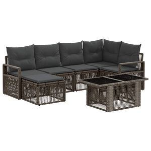 vidaXL Gartensofa-set 7 stk. Grau und Dunkelgrau Poly-Rattan