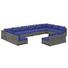 vidaXL 12-tlg. Garten-Lounge-Set mit Kissen Grau Poly Rattan