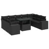 vidaXL 10-tlg. Garten-Sofagarnitur mit Kissen Schwarz Poly Rattan