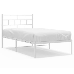 vidaXL Metallbett ohne Matratze mit Kopfteil Wei&szlig; 75x190 cm