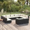 vidaXL 11-tlg. Garten-Lounge-Set mit Kissen Schwarz Poly Rattan