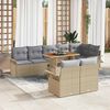 vidaXL Garten-Sofa-Set mit Speicher 9 pcs Beige Poly Rattan