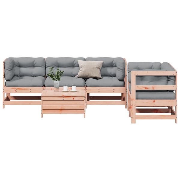 vidaXL 6-tlg. Garten-Lounge-Set mit Kissen Massivholz Douglasie