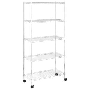 vidaXL Lagerregal mit 5 B&ouml;den und Rollen 75x35x155 cm Chrom 250 kg