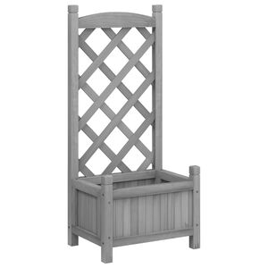 vidaXL Pflanzk&uuml;bel mit Spalier Grau 40x30x90 cm Massivholz Tanne