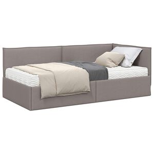 vidaXL Eckbettgestell mit Matratze mit Kopfteil 2 pcs Taupe Samt