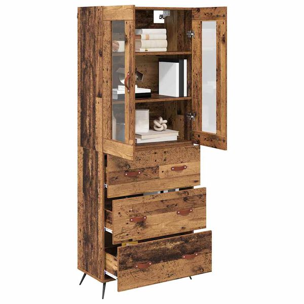 vidaXL Highboard Schrank mit Regal 2 St&uuml;cke Altholz Holzwerkstoff
