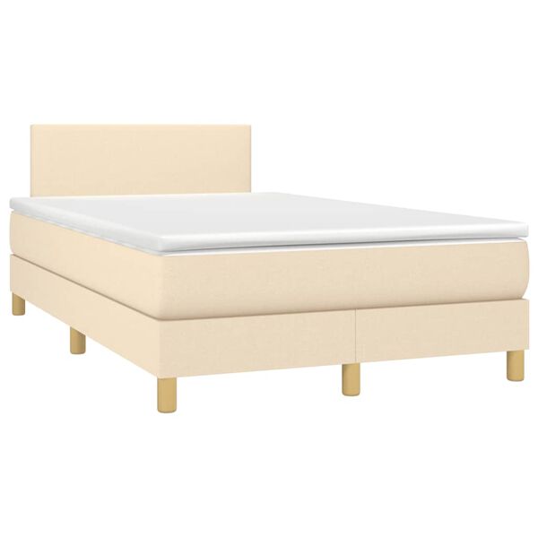 vidaXL Boxspringbett mit Matratze Creme 120x190 cm Stoff