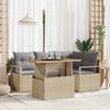 vidaXL Garten-Sofa-Set mit Speicher 5 pcs Beige Poly Rattan
