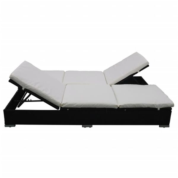 vidaXL Outdoor-Lounge-Bett mit Auflagen Poly Rattan Schwarz