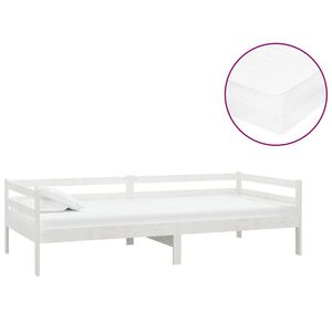 vidaXL Tagesbett mit Matratze 90x200 cm Wei&szlig; Kiefer Massivholz