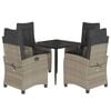 vidaXL 5-tlg. Garten-Essgruppe mit Kissen Hellgrau Poly Rattan