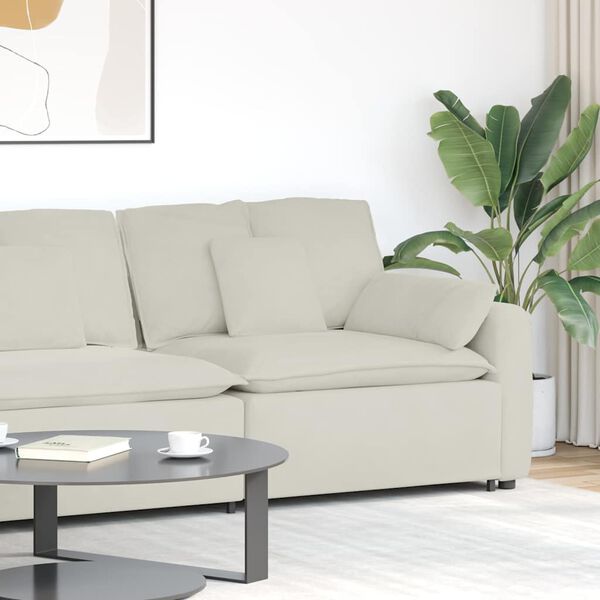 vidaXL Modulares Sofa Endmodul mit Armlehne Kissen Creme 100 cm