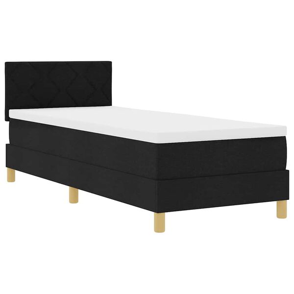 vidaXL LED Boxspringbett mit Matratze Schwarz 80 x 200 cm Stoff