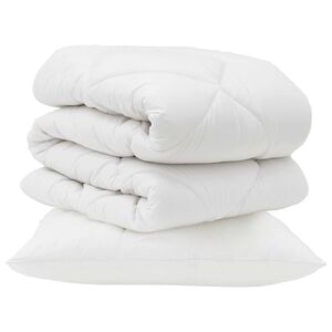 vidaXL Bettdecke mit Kissen 2 pcs Wei&szlig; Mikrofaser