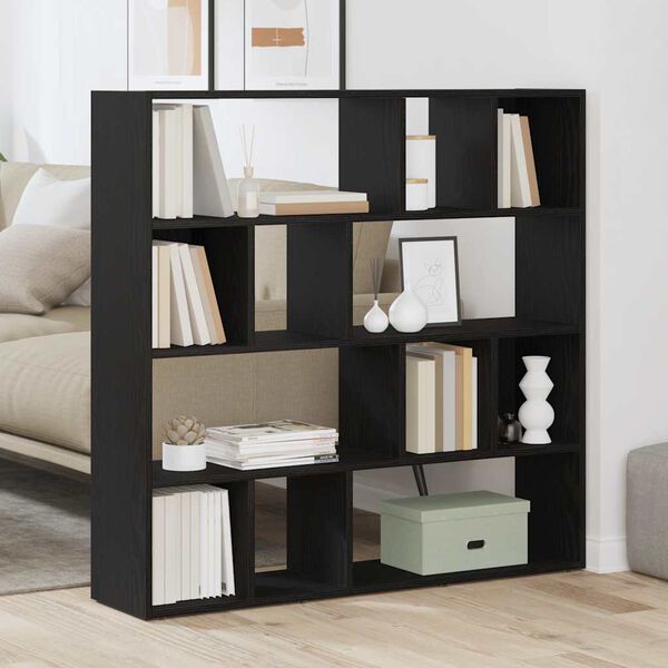 vidaXL Bücherschrank/Raumteiler Eiche schwarz 105x24x102 cm