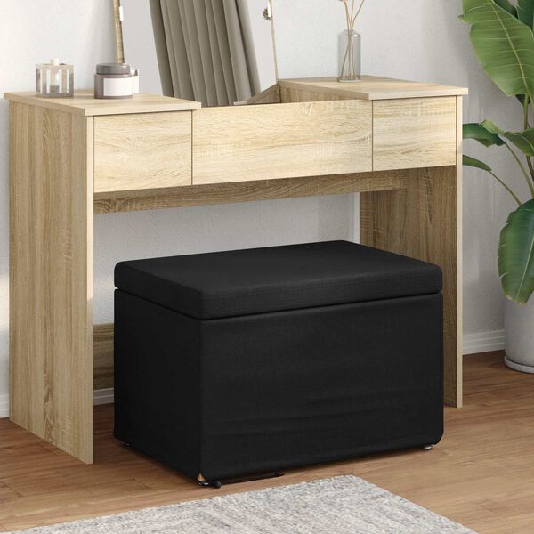vidaXL Hocker Schwarz 61 x 41 x 40 cm Stoff und Pressholz