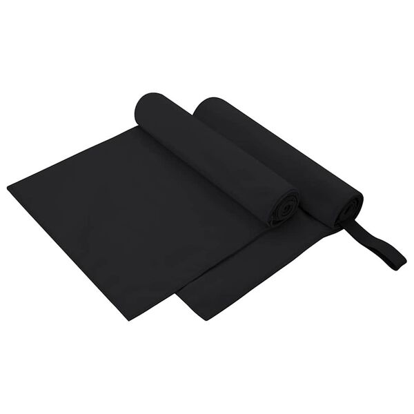 vidaXL Sporthandt&uuml;cher 2 pcs Schwarz 100 x 50 cm