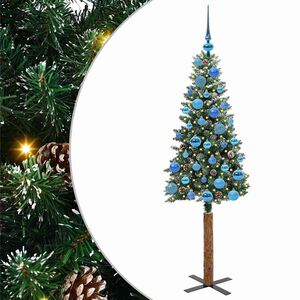 vidaXL Schlanker Weihnachtsbaum mit 150 LEDs mit St&auml;nder Gr&uuml;n 150 cm
