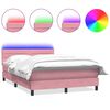 vidaXL Boxspringbett mit Matratze & LED Rosa 140x220 cm Samt