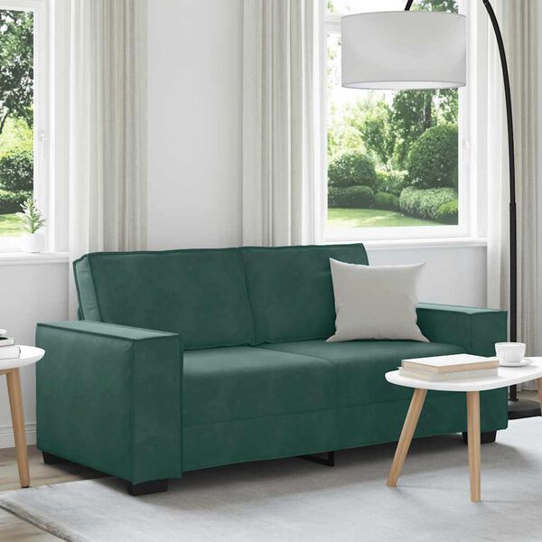 vidaXL 2-Sitzer-Sofa Dunkelgr&uuml;n 180x78x84 cm Samt