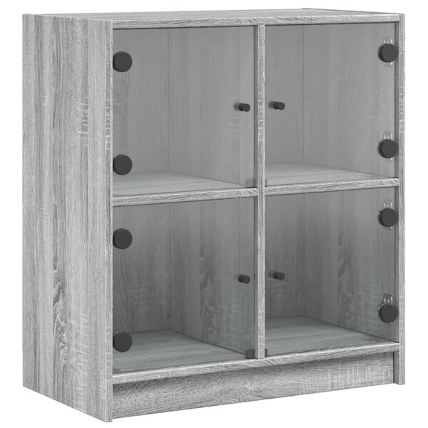 vidaXL Beistellschrank mit Glast&uuml;ren Grau Sonoma 68x37x75,5 cm