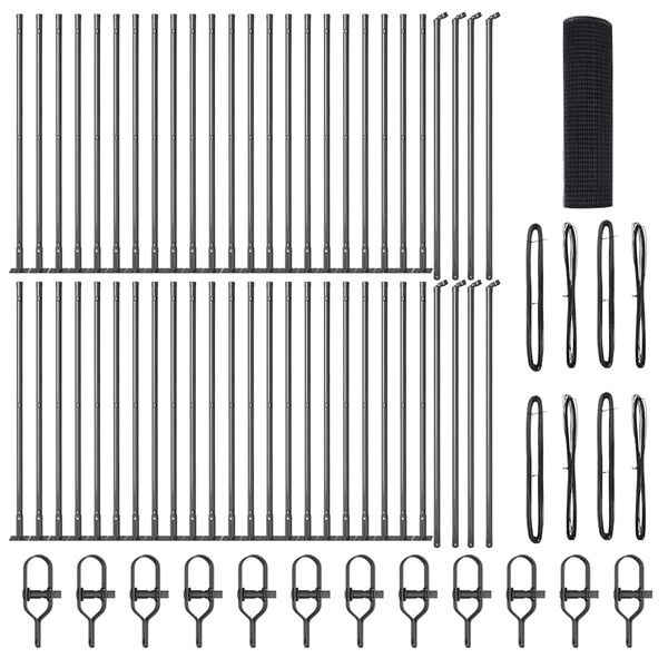 vidaXL Zaunpfosten Grau 100 x 0,4 m (25 x 25 mm Netz) Stahl und PVC