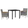 vidaXL Garten Essgruppe 3 stk. Grau Poly-Rattan