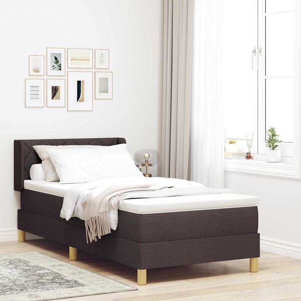 vidaXL Boxspringbett mit Matratze Dunkelbraun 200 x 90 cm Polyester