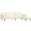 vidaXL Schlafsofa 2-Sitzer mit 2 Kissen & Hocker Creme Samt