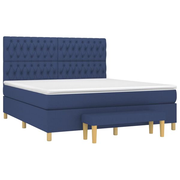 vidaXL Boxspringbett mit Matratze Blau 180x200 cm Stoff