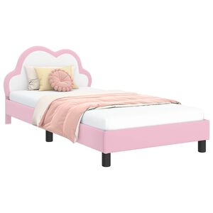vidaXL Kinderbettgestell mit Kopfteil mit Kopfteil Rosa 90 x 190 cm PU