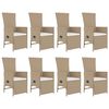 vidaXL 9-tlg. Garten-Essgruppe mit Kissen Beige Poly Rattan