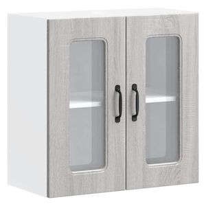 vidaXL K&uuml;chen-H&auml;ngeschrank mit Glast&uuml;r Kalmar Grau Sonoma Holzwerkstoff