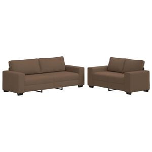 vidaXL 2-tlg. Sofagarnitur mit Kissen Braun Stoff