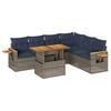 vidaXL 7-tlg. Garten-Sofagarnitur mit Kissen Grau Poly Rattan Akazie