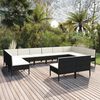vidaXL 12-tlg. Garten-Lounge-Set mit Auflagen Poly Rattan Schwarz