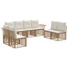 vidaXL Outdoor-Sofagarnitur 8 pcs Nat&uuml;rlich und Cremwei&szlig; Polyester