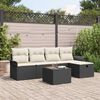 vidaXL Garten-Sofa-Set mit Kissen 6 pcs Schwarz Poly Rattan