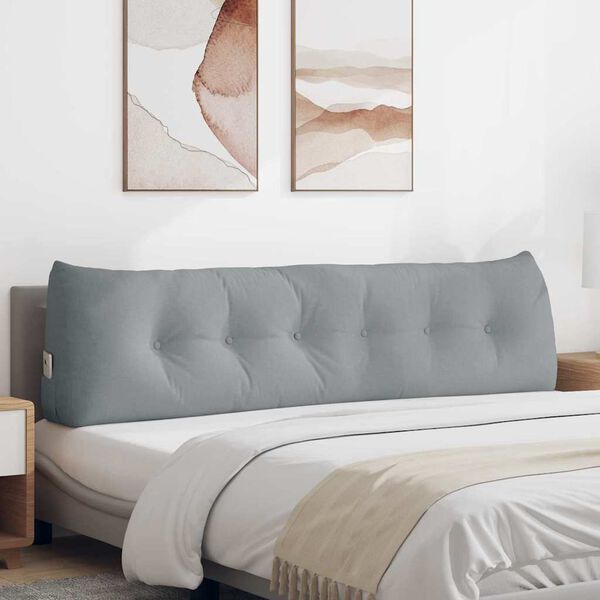 vidaXL R&uuml;cken Kissen Hellgrau 180 x 24 x 50 cm Stoff