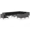 vidaXL 11-tlg. Garten-Lounge-Set mit Kissen Poly Rattan Dunkelgrau