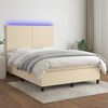 vidaXL Boxspringbett mit Matratze & LED Creme 140x200 cm Stoff