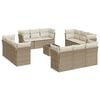 vidaXL 13-tlg. Garten-Sofagarnitur mit Kissen Beige Poly Rattan