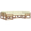 vidaXL Outdoor-Sofagarnitur mit Kissen 6 pcs Natur und Creme
