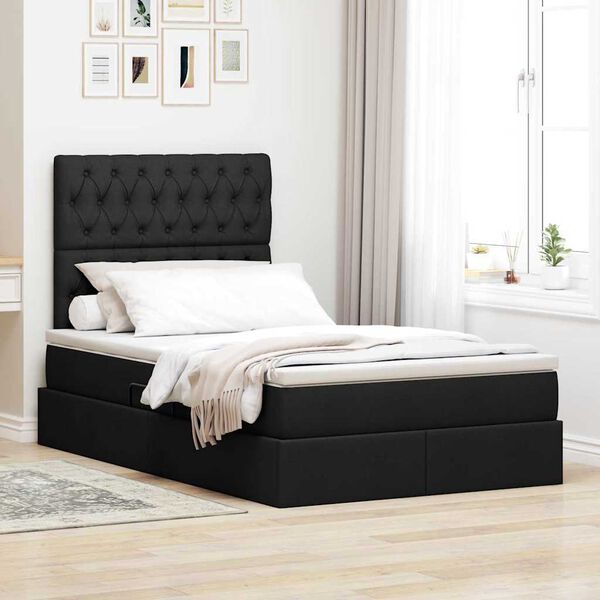 vidaXL Bett mit Stauraum und LED Schwarz 120 x 190 cm Polyester