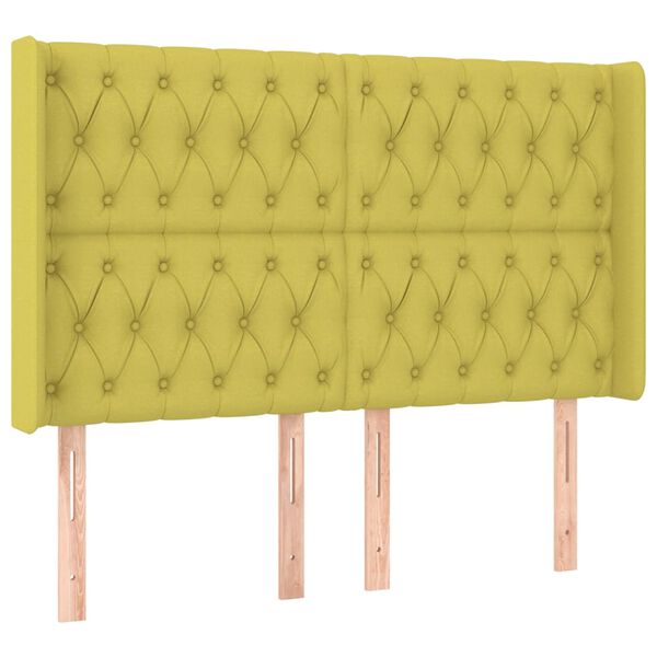 vidaXL LED Kopfteil Gr&uuml;n 147x16x118/128 cm Stoff