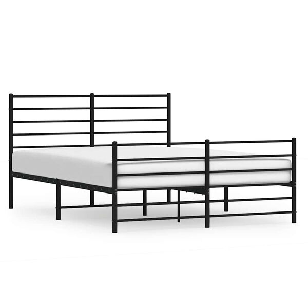 vidaXL Metallbett ohne Matratze mit Fu&szlig;teil Schwarz 160x200 cm