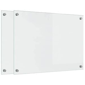 vidaXL K&uuml;chenr&uuml;ckwand 2 pcs Transparent 70 x 50 cm Geh&auml;rtetes Glas
