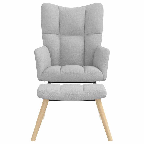 vidaXL Schaukelstuhl mit Fu&szlig;hocker Wolkengrauer Stoff